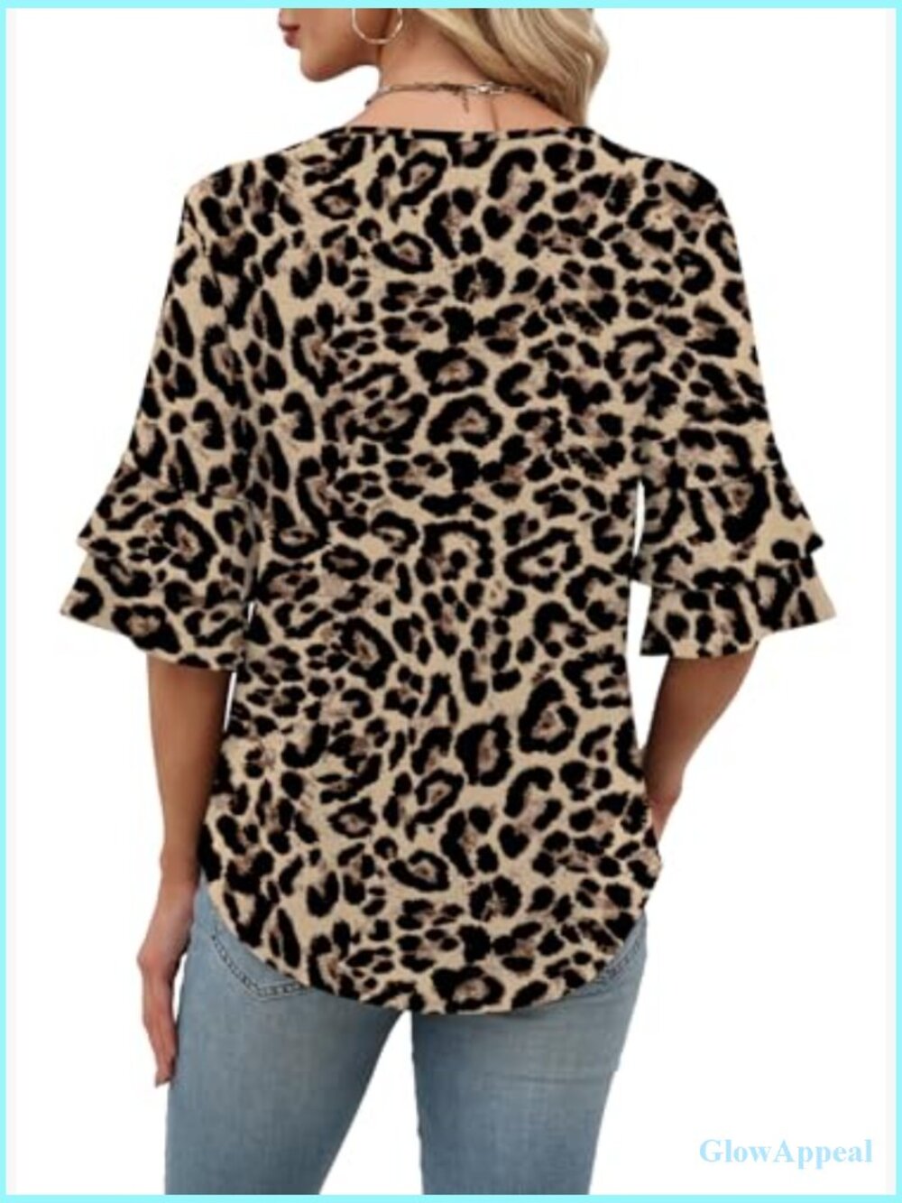 3/4 Sleeve V-Neck Peasant Blouse Dressy Casual Tunic Top - Picture 5 of 7